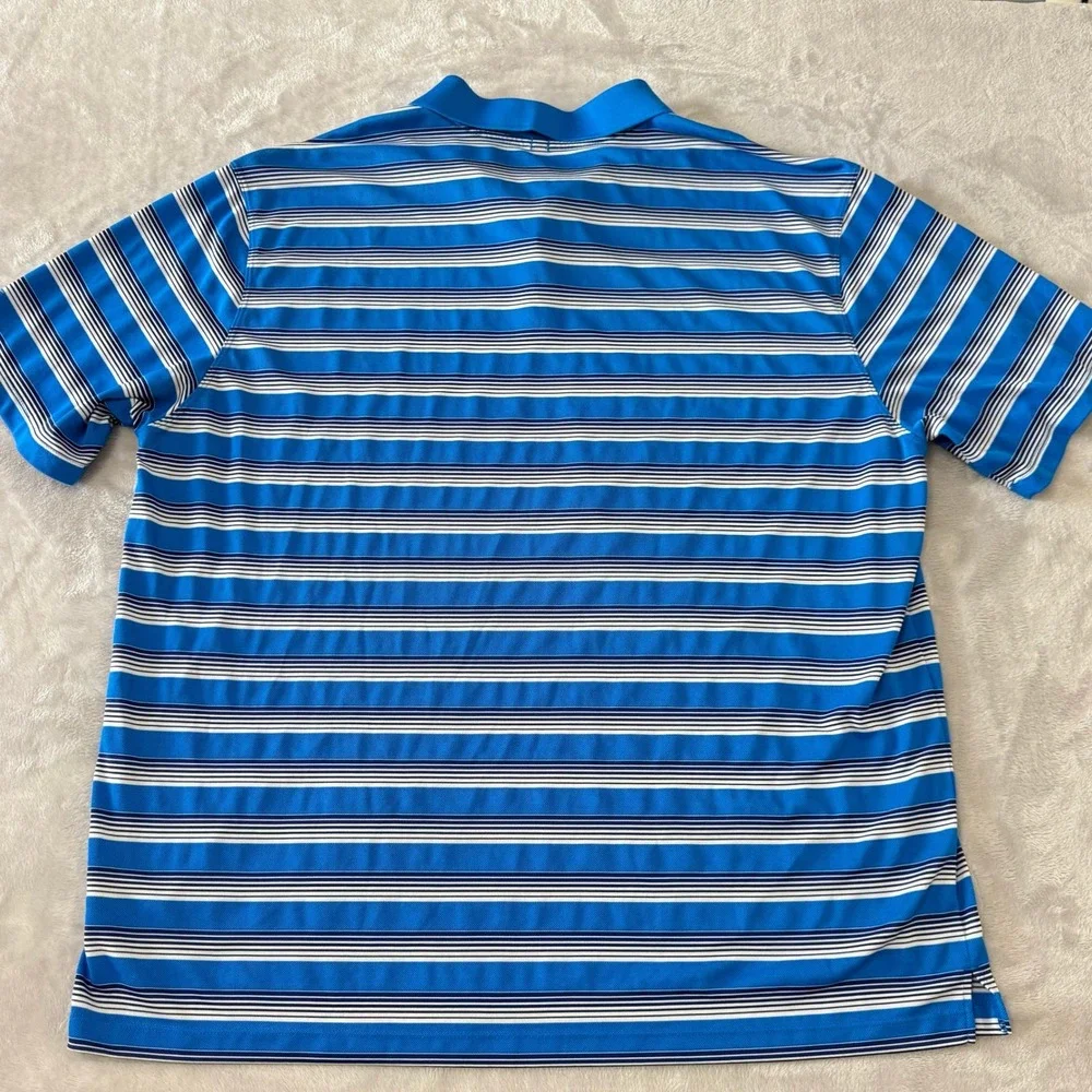 Nike Golf Tour Performance Dri FIT Blue White Stripe‎ Polo Shirt Men XXL